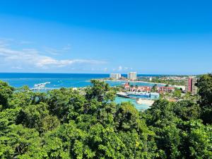 an aerial view of a city and the ocean at Kris’o Super Studio in Ocho Rios