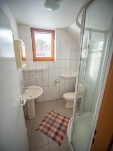 ノバー・レスナーにあるApartmány Tatry EURO-CRVのバスルーム(シャワー、トイレ、シンク付)