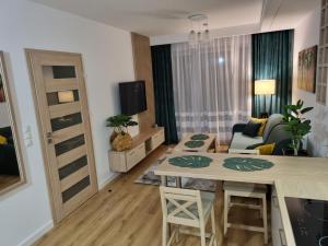 Televízia a/alebo spoločenská miestnosť v ubytovaní Apartament Słoneczny -Ściegiennego (garaż, centrum)