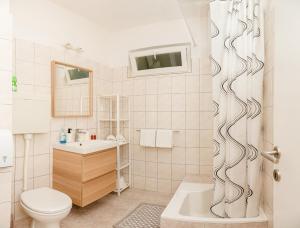 a bathroom with a toilet and a sink at Apartments Olive Tree in Hvar