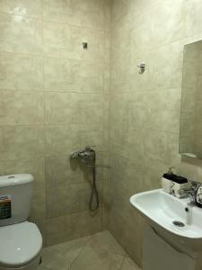 a bathroom with a toilet and a sink at Hotel Nikea in Kutaisi