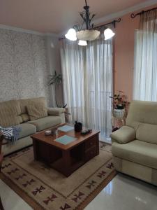 salon z kanapą i stolikiem kawowym w obiekcie Apartamento La Real w mieście Caldas de Reis