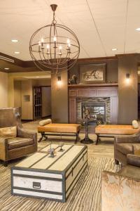 a living room with a chandelier and a fireplace at Teddy's Residential Suites New Town in New Town