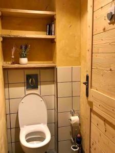 Habitación con baño pequeño con aseo. en Chalet des Fées , 2 chambre ,70m2 ,navette gratuite, en Les Avanchers