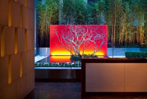 a display in a building with a tree in a window at InterContinental New York Times Square by IHG in New York