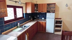 a kitchen with a sink and a white refrigerator at Penzion Vanda in Velké Pavlovice