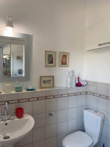 a bathroom with a toilet and a sink at Affittacamere Le Terrazze in Corniglia