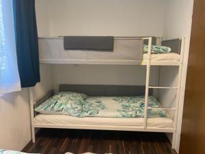 מיטה או מיטות קומותיים בחדר ב-Weinapartment St. Urban