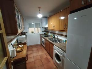 格哈爾謝拉的住宿－Apartamento Guejar Sierra，厨房配有水槽和白色冰箱