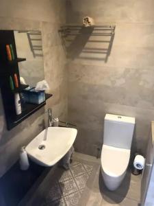 HomeStay @ Viewpoint St Julians في سانت جوليانز: حمام به مرحاض أبيض ومغسلة