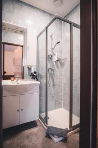 萊肯霍夫的住宿－Haus Österreich - Familie Digruber，带淋浴和盥洗盆的浴室