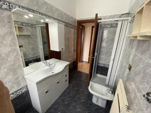een badkamer met een wastafel, een douche en een toilet bij Giuliana in Rome