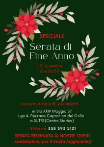 a poster for a concert with red flowers on a green background at Nerone's - Sutri Bed & Dinner in Sutri
