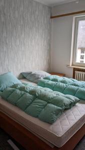 Un pat sau paturi într-o cameră la Braunlage Quartier - Gruppenhaus 12 Personen