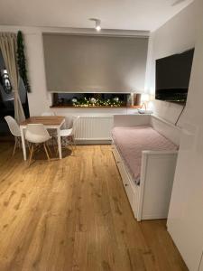 Televízia a/alebo spoločenská miestnosť v ubytovaní Apartament Poleczka Zakopane Kościelisko