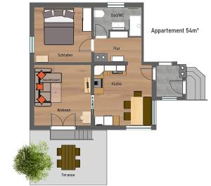 Půdorys ubytování Ferienwohnung Wallner