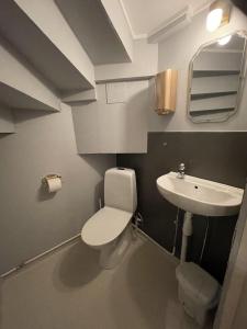 łazienka z toaletą i umywalką w obiekcie Sörnäsgården Bed & Breakfast w mieście Lima