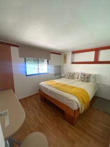 1 dormitorio con cama, mesa y escritorio en Casa Marina, en Viña del Mar