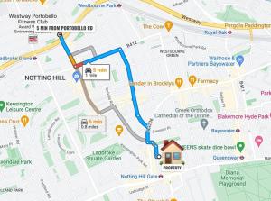una mappa delle vicinanze di niente collina di Superb flat close to super famous Portobello Road a Londra