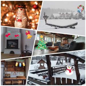 a collage of pictures of a house with christmas decorations at Gierszówka in Gietrzwałd