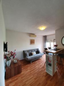 a living room with a couch and a table at Apartments Petani in Zadar