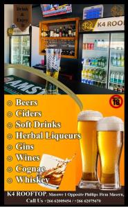 a flyer for a brewery with two glasses of beer at K4 Bed and Breakfast in Maseru