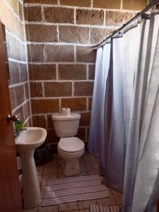 a bathroom with a white toilet and a sink at Villa EL PIÑON en Ezequiel Montes in Ezequiel Montes