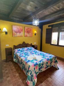 1 dormitorio con 1 cama en una habitación en Casas rurales lagunas de Ruidera II en Ossa de Montiel