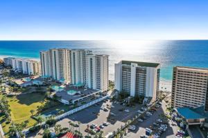 an aerial view of the beach and the ocean at Emerald Towers by Panhandle Getaways in Destin