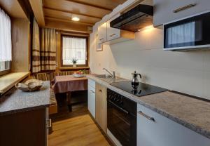 cocina con fregadero y fogones horno superior en Appartements Hofer, en San Giacomo