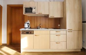 a kitchen with a sink and a microwave at Beautiful Apartment In Wagrain With Kitchen in Wagrain