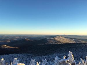 - une vue depuis le sommet d'une montagne avec des arbres enneigés dans l'établissement Killington Center Inn & Suites by Killington VR - Studios, à Killington 7 autres photos