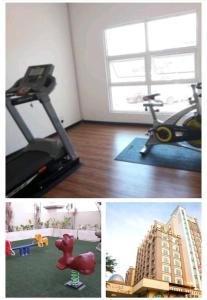 a room with a gym and a treadmill at Risqi Apartment 3 bedroom Wakaf Che Yeh in Kota Bharu