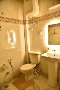 a bathroom with a toilet and a sink at Jay Ally - Boutique Hotel in New Delhi