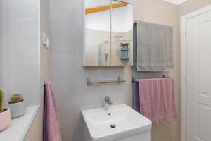 y baño con lavabo y espejo. en Studio LAVANDA - Explore Istrian Riviera and Inland en Tinjan