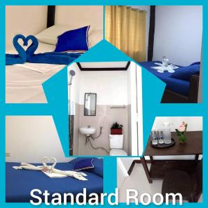 un collage de fotos de una habitación con una habitación estándar en Siargao Zita's Garden Inn, en General Luna