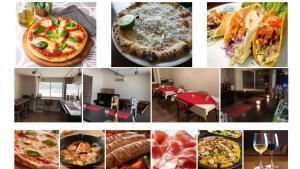 un collage de photos de différentes pizzas et de plats dans l'établissement SPR港家, à Kamuenai