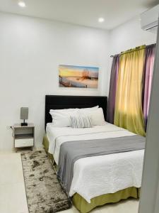 1 dormitorio con 1 cama grande y una pintura en la pared en SALT ST LUCIA, en Vieux Fort