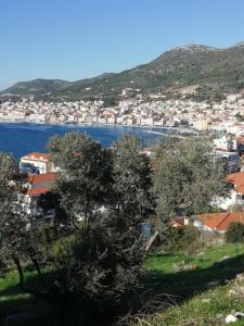 a view of a city and a body of water at Robert House in Samos