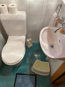 a bathroom with a toilet and a sink at Chalet Cocoon in Val-d'Illiez +13 photos