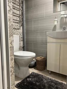 een badkamer met een toilet en een wastafel bij Luxury Live in Kamjanets-Podilsky