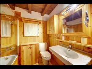 un bagno con un water, un lavandino e una vasca di CASA PINS de Alma de Nieve a Baqueira-Beret Altre 26 foto