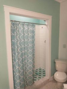 een badkamer met douche en toilet bij Loft Apartment w River Views in Salisbury