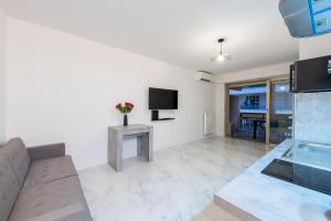 salon z kanapą i telewizorem w obiekcie VILLA CLIPPER w mieście Juan-les-Pins +2 zdjęcia