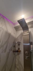 ein Bad mit einer Dusche mit Deckenbeleuchtung in der Unterkunft T2 tout confort climatisé de Lilou in Aix-en-Provence