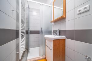 y baño con lavabo y ducha. en Ubytovna u nádraži, en České Budějovice