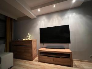 Televízia a/alebo spoločenská miestnosť v ubytovaní Apartament Wilcza Jama z kominkiem - Viva pod Giewontem Apartamenty