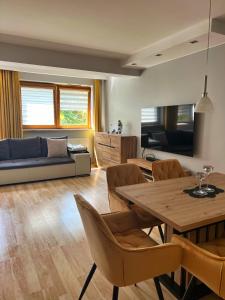 Televízia a/alebo spoločenská miestnosť v ubytovaní Apartament Wilcza Jama z kominkiem - Viva pod Giewontem Apartamenty