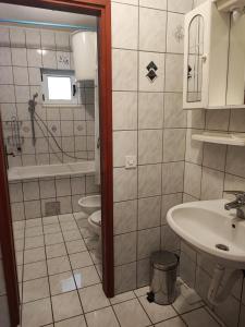 La salle de bains est pourvue de toilettes et d'un lavabo. dans l'établissement Apartments Dodik, à Orebić