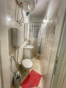 a small bathroom with a toilet and a sink at A Towns Charm in Sarajevo